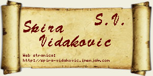 Spira Vidaković vizit kartica